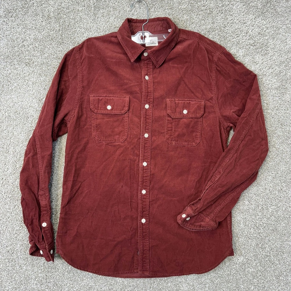 AG‎ Adriano Goldschmied Corduroy Shirt Mens M Red Long Sleeve Dual Pocket